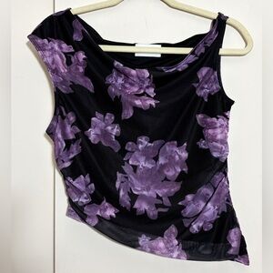 Princess Poly Maribella Purple Flowers Y2K Top Size 10